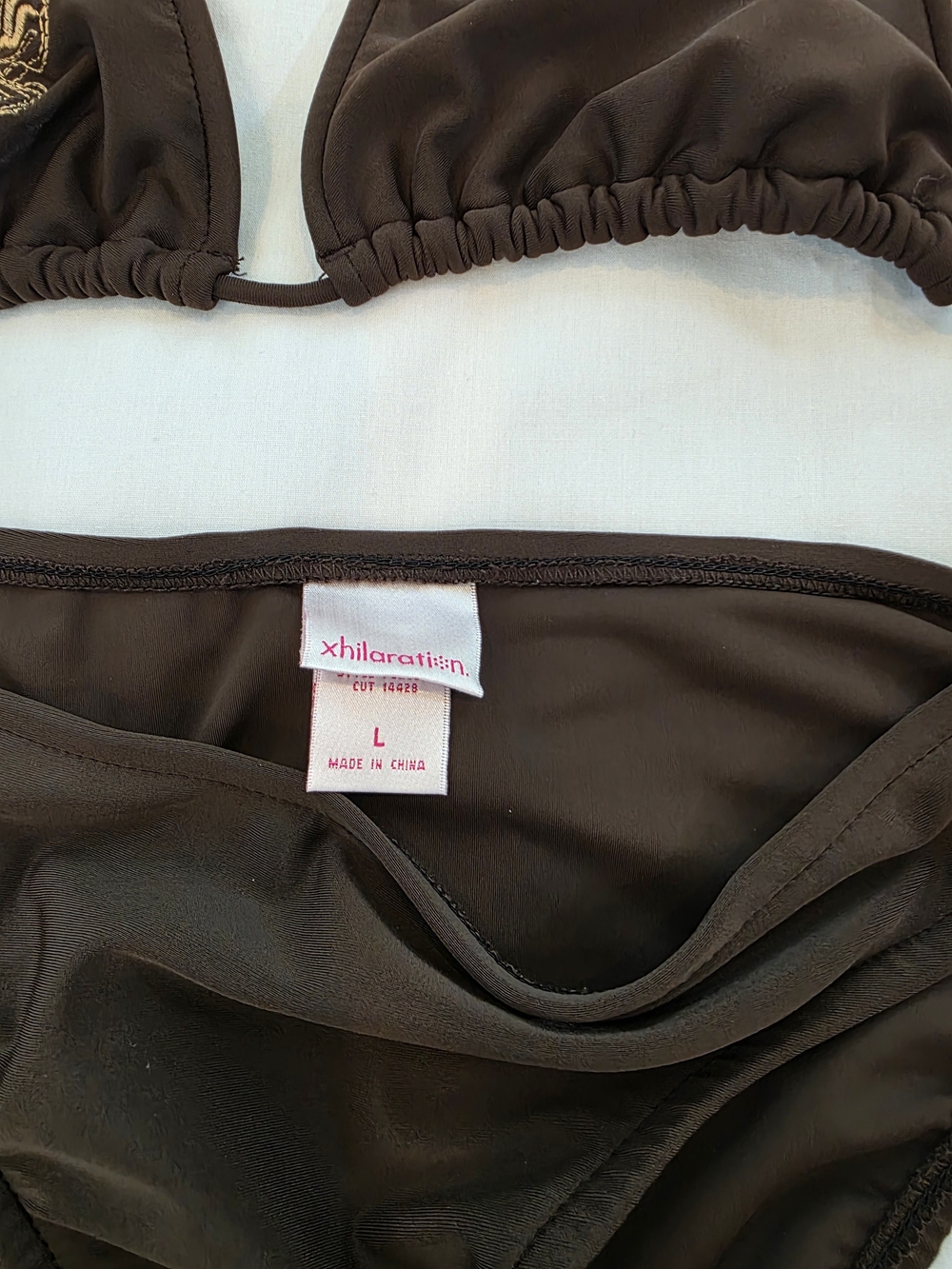 Women’s Chocolate Brown Embroidered Triangle Bikini Set - Picture 5 of 5